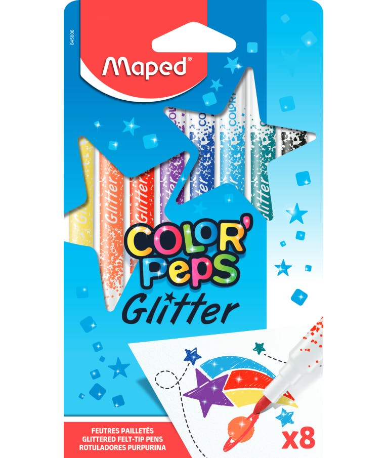 Maped Color'Peps Glitter Πλενόμενοι Glitter Μαρκαδόροι Ζωγραφικής Λεπτοί σε 8 Χρώματα 845808