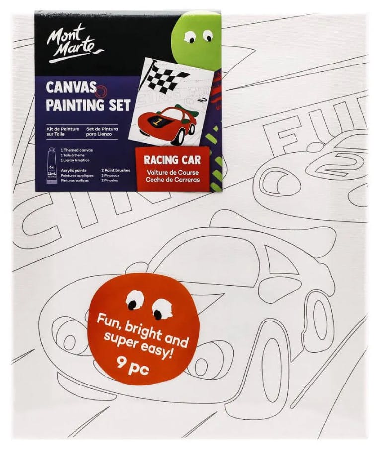  Προσχεδιασμένο Τελάρο Ζωγραφικής ΑΥΤΟΚΙΝΗΤΑ - Canvas Painting Set RACING CARS 25x30cm με Χρώματα και Πινέλα MMKC2008