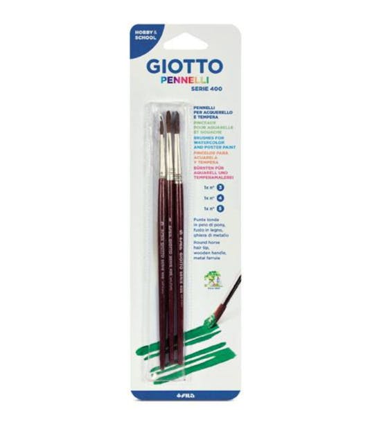 GIOTTO - Giotto Πινέλα Στρογγυλά Νο 3-4-5 3 τμχ με Στρογγυλή Μύτη Serie 400  Blister Συσκευασία 027100