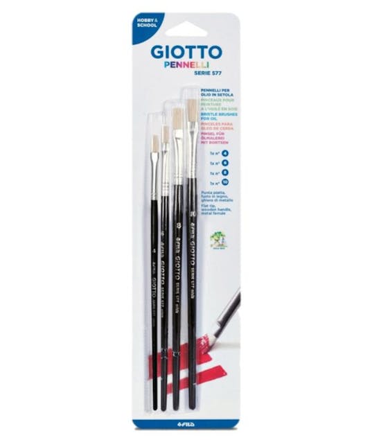GIOTTO - Giotto Πινέλα Ζωγραφικής Πλακέ Σετ 4 Τεμάχιων Νο 4-6-8-10 σε Blister 026400