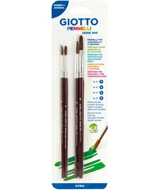 GIOTTO - Giotto Πινέλα Ζωγραφικής Series 400 με Στρογγυλή Μϋτη Σετ 4 Τεμάχιων Νο 3-4-5-8 σε Blister 027300