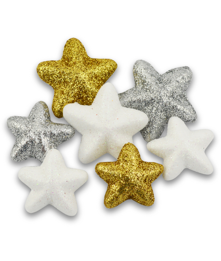 MEYCO - Φελιζόλ Αστέρια Glitter Χρυσά 40mm Σετ 8τμχ  43244