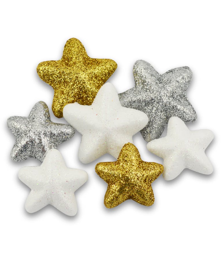MEYCO - Φελιζόλ Αστέρια Glitter Χρυσά 40mm Σετ 8τμχ 43244