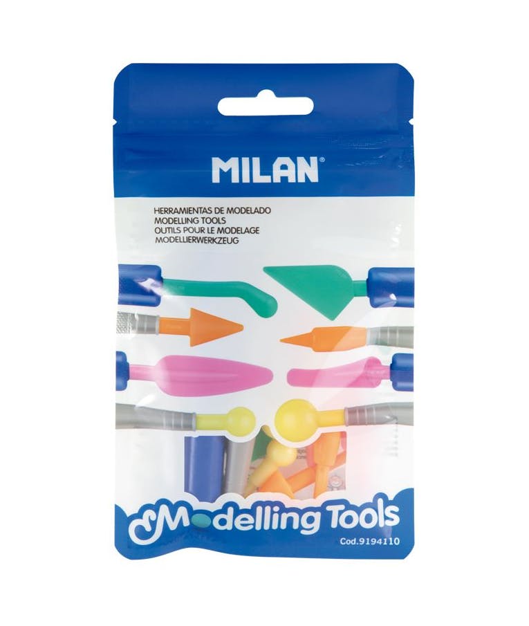 Milan Εργαλεία Πηλού Πλαστικά Με 2 Λαβές και 8 Άκρα Modeling Tools Διάφορα Χρώματα 9194110