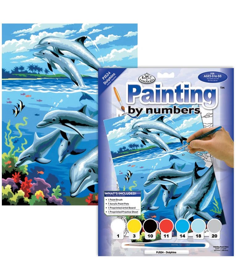 Painting by Numbers - Ζωγραφική με Νούμερα ΔΕΛΦΙΝΙΑ 20x30cm  Ηλικία 8+    PJS24-3Τ R00PJS24