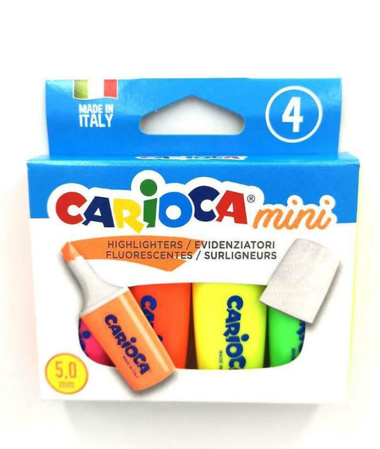 Carioca Mini Μαρκαδόροι Υπογραμμισεως 0.5 mm tip Highlighters Fluoscene Σετ 4 χρωμάτων 42868