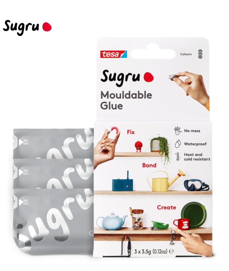 Sugru tesa Mouldable Glue Κόλλα σε μορφή Πλαστελίνης Γκρι Χρώμα 3τμχ των 3.5gr  70.41237-00201-00