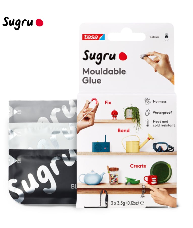 Sugru tesa Mouldable Glue Κόλλα σε μορφή Πλαστελίνης 3τμχ Γκρι - Μαυρο - Λευκό Χρώμα των 3.5gr  70.41231-00201-00