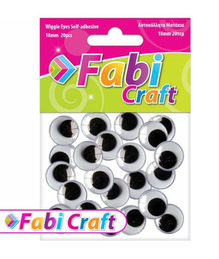 FABI CRAFT - Ματάκια Χειροτεχνίας Αυτοκόλλητα Κινούμενα Στρογγυλά  18mm 20 Τμχ 130132 Fabi Craft