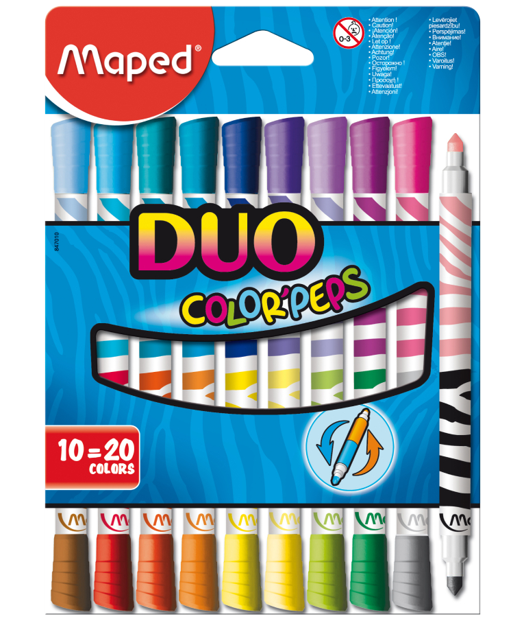 MAPED - Maped Color'Peps Duo Μαρκαδόροι Ζωγραφικής Πλενόμενοι Χονδροί σε 20 Χρώματα (10=20) 847010