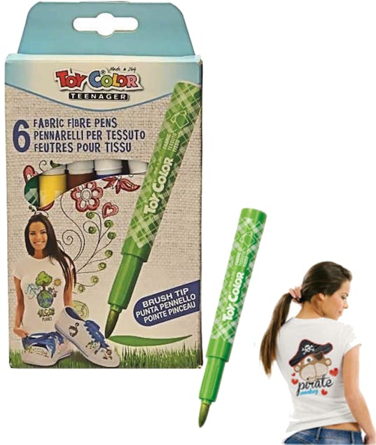 TOY COLOR - Toy Color Teenager Μαρκαδόροι Ζωγραφικής Για Ύφασμα 6τμχ Textile Fabric use