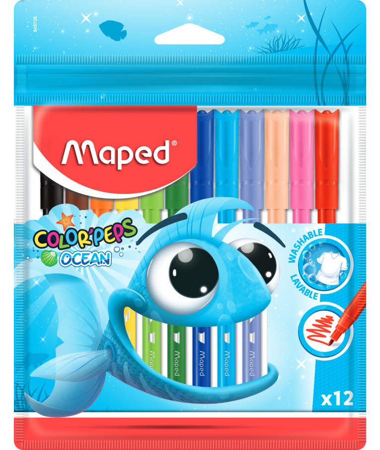 MAPED - Maped Color'Peps Ocean Pulse Πλενόμενοι Μαρκαδόροι Ζωγραφικής Λεπτοί σε 12 Χρώματα 845720