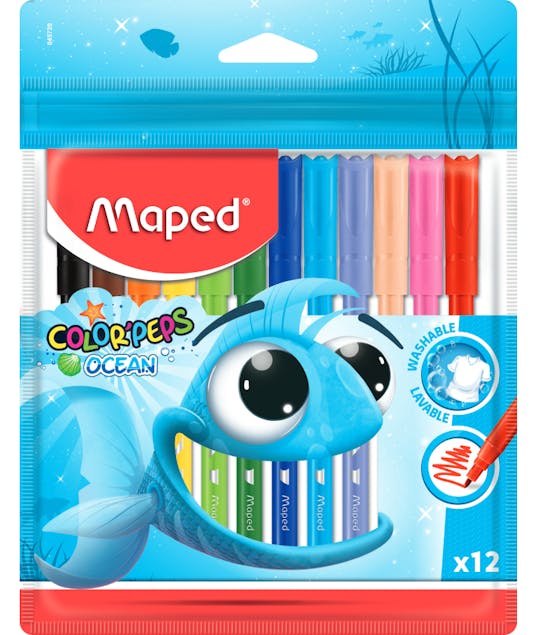 MAPED - Maped Color'Peps Ocean Pulse Πλενόμενοι Μαρκαδόροι Ζωγραφικής Λεπτοί σε 12 Χρώματα 845720