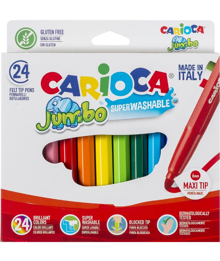 Carioca Πλενόμενοι Μαρκαδόροι Ζωγραφικής Χονδροί σε 24 Χρώματα 40570