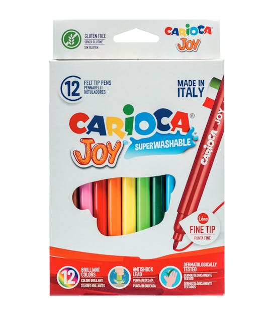 CARIOCA - Carioca Joy Πλενόμενοι Μαρκαδόροι Ζωγραφικής Λεπτοί σε 12 Χρώματα Superwashable Fine 40614