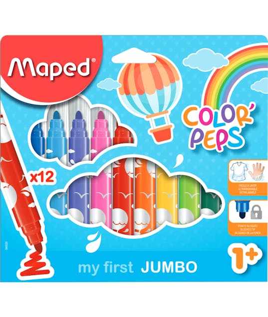 MAPED - Maped Color Peps MAXI my first JUMBO Μαρκαδόροι Ζωγραφικής Χονδροί 12 Χρώματα 1+ 846020