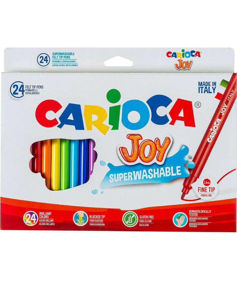 Carioca Joy Πλενόμενοι Μαρκαδόροι Ζωγραφικής Λεπτοί σε 24 Χρώματα 40615