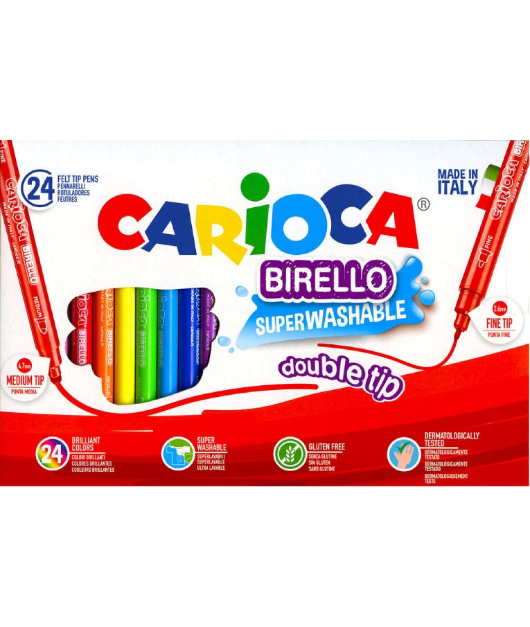 CARIOCA - Carioca Birello Double Tip Πλενόμενοι Μαρκαδόροι Ζωγραφικής Λεπτοί με Διπλή Μύτη σε 24 Χρώματα 41521