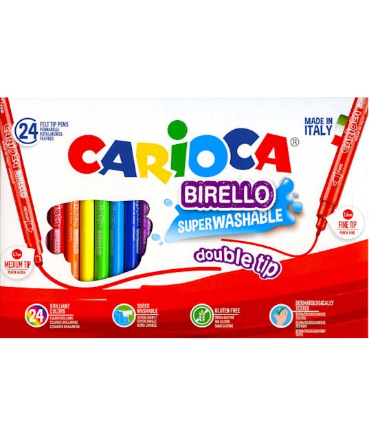 CARIOCA - Carioca Birello Double Tip Πλενόμενοι Μαρκαδόροι Ζωγραφικής Λεπτοί με Διπλή Μύτη σε 24 Χρώματα 41521