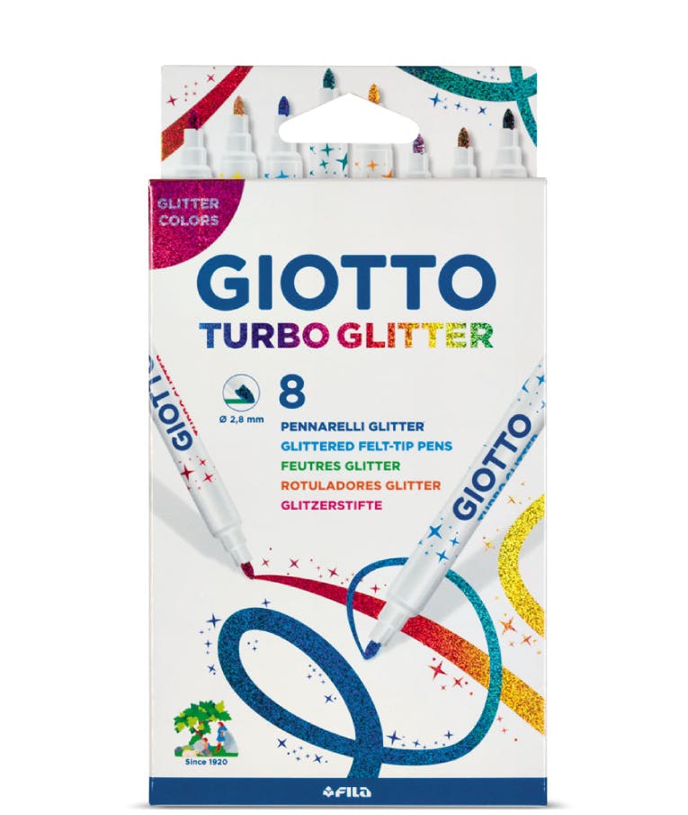 Giotto Turbo Glitter Μαρκαδόροι Ζωγραφικής Λεπτοί σε 8 Χρώματα 425800