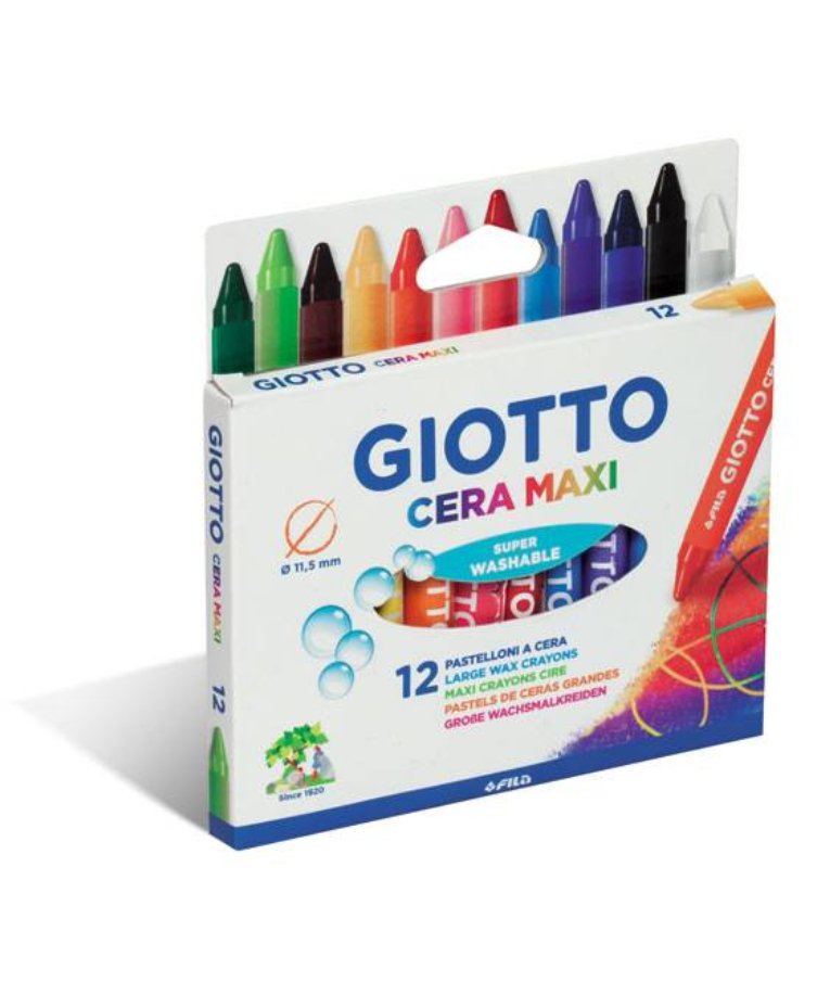 Giotto Κηρομπογιές 12τμχ Χοντρές 10cm Cera Maxi Giotto Ηλικία 3+ 291200