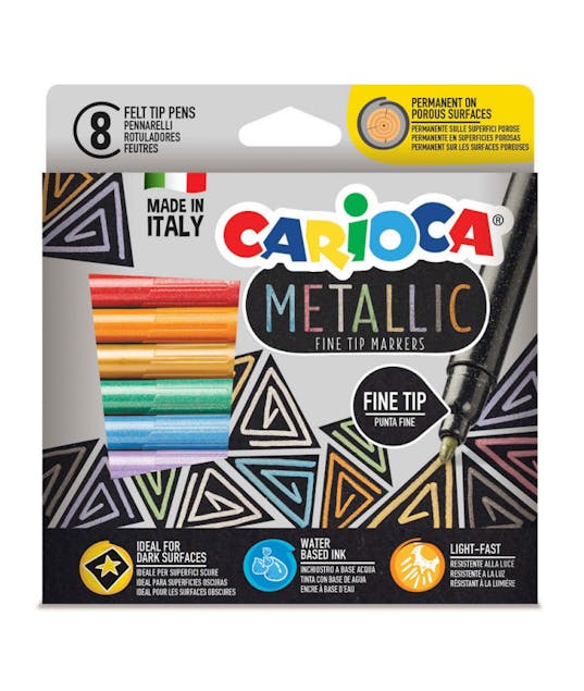 CARIOCA - Carioca Metallic Fine Tip Markers  Μαρκαδόροι Ζωγραφικής Λεπτοί Σετ 8 Μεταλλικών Χρώματων  43162