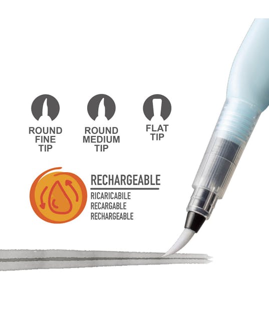 CARIOCA - Πινέλα Carioca Σετ 3 τεμ. με 3 Διαφορετικές Μύτες (για γέμισμα με νερό) 43170