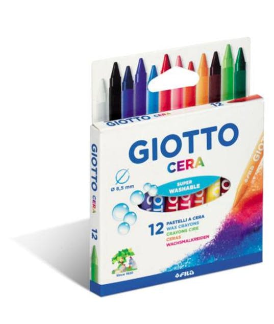 GIOTTO - Giotto Κηρομπογιές 12τμχ Λεπτές 9 cm Cera Maxi Giotto Wax Crayons Ηλικία 3+ 281200