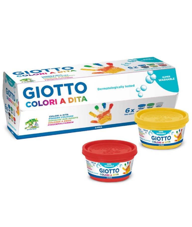 Giotto Colori a Dita Σετ Δακτυλομπογιές 100ml 6τμχ 6 Colors Non Toxic  Washable 6x100ml 534100