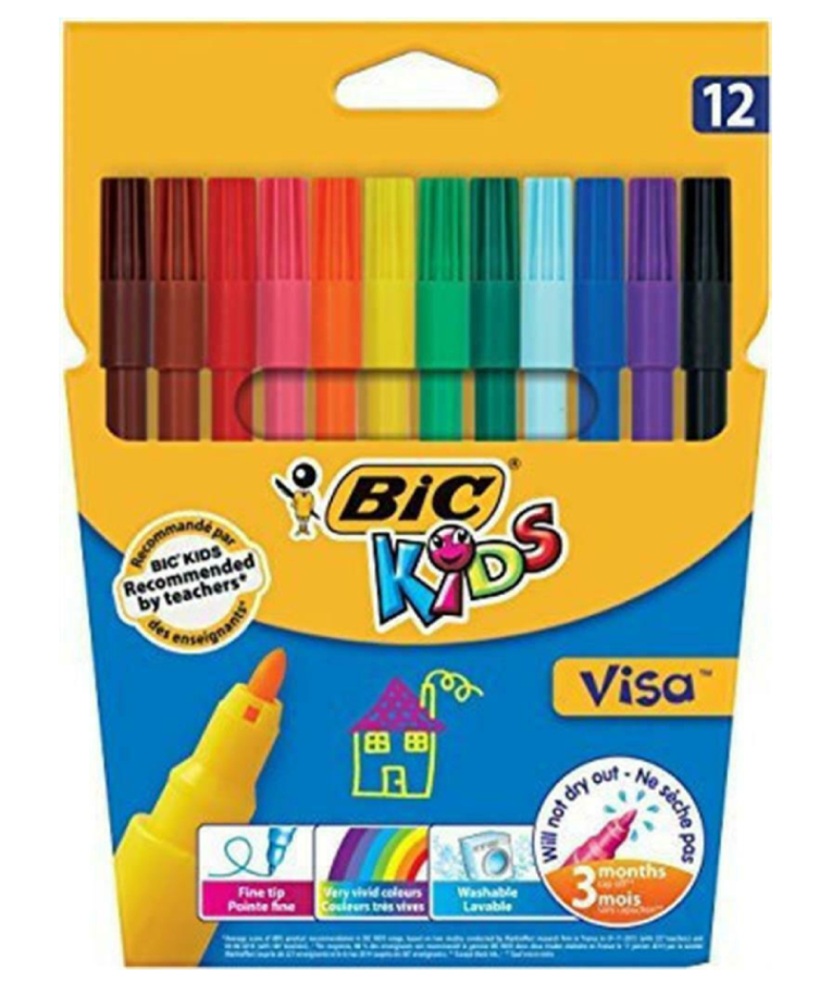 BIC - Bic Kids Μαρκαδόροι Ζωγραφικής  Λεπτοί  Visa 12τμχ   88695
