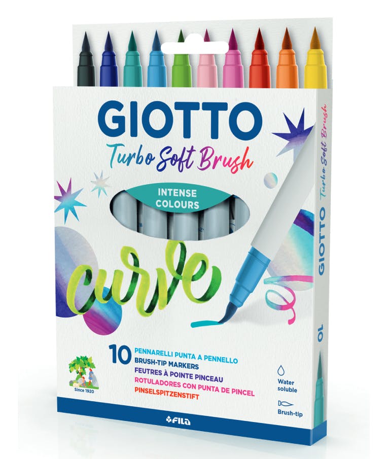 GIOTTO - Giotto Turbo Soft Brush Μαρκαδόροι Ζωγραφικής σε 10 Χρώματα με Μύτη Πινέλου 46800