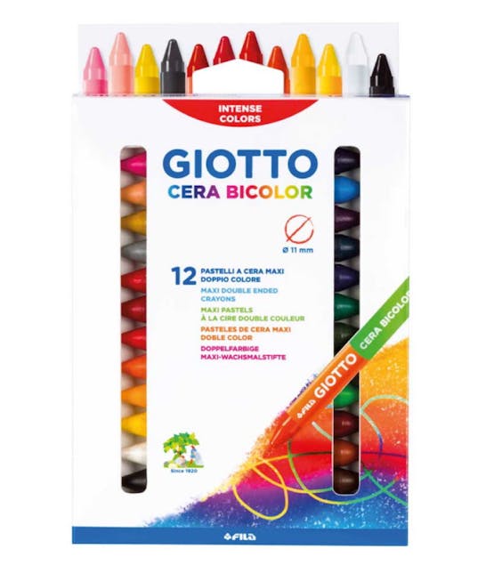 GIOTTO - Giotto Cera Maxi Bicolor Κηρομπογιές 12τμχ Χοντρές Δίχρωμες 11cm Ηλικία 3+ 291300