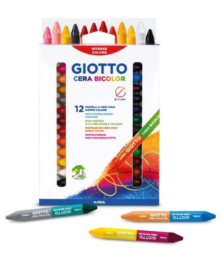 Giotto Cera Maxi Bicolor Κηρομπογιές 12τμχ Χοντρές Δίχρωμες 11cm Ηλικία 3+ 291300