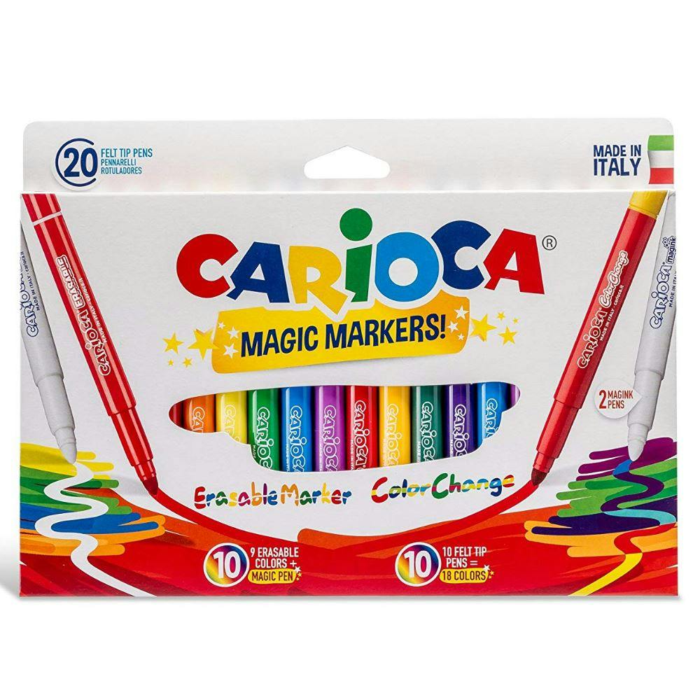Carioca COLOR CHANGE MAGIC Πλενόμενοι Μαρκαδόροι Ζωγραφικής σε 20 Χρώματα 18+2 41369
