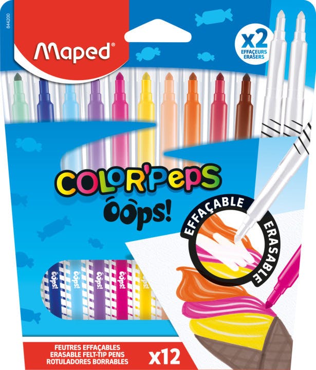 MAPED -  Color' Peps Oops Erasable Μαρκαδόροι Ζωγραφικής σετ 12 τεμαχίων που σβήνουν  844200