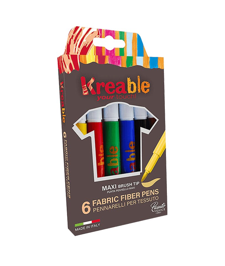Toy Color Μαρκαδόροι Υφάσματος KREABLE Fabric Fiber Pens  Χοντροί Σετ 6τμχ  0047