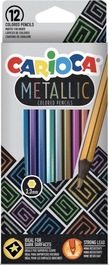 Carioca Metallic Colored Pencils Ξυλομπογιές Ζωγραφικής Λεπτοί Σετ 12 Μεταλλικών Χρώματων 3.3mm  43164