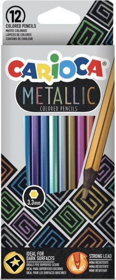CARIOCA - Carioca Metallic Colored Pencils Ξυλομπογιές Ζωγραφικής Λεπτοί Σετ 12 Μεταλλικών Χρώματων 3.3mm  43164