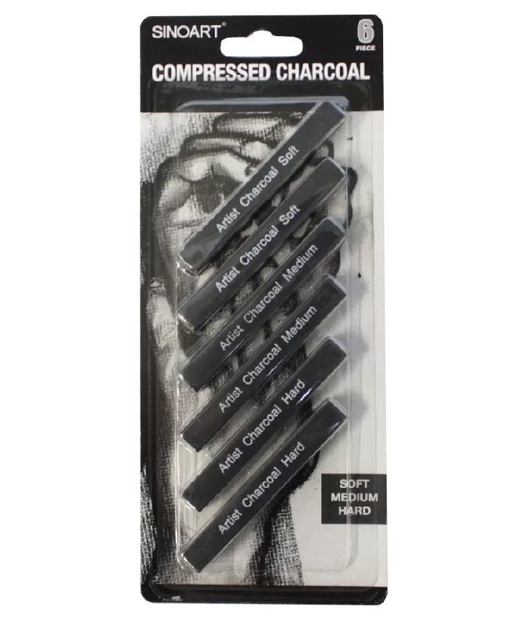  Ράβδοι Συμπιεσμένου Κάρβουνο Σετ των 6τμχ - Compressed Charcoal Set of 6pcs Soft / Medium / Hard SFA057_S6
