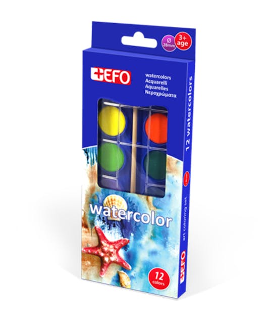 EFO+ - +Efo Σετ Νερομπογιές με Πινέλο 12 Χρωμάτων +EFO 325012