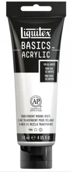 LIQUITEX - Liquitex Basics Acrylic Tempera 118ml Transparent Mixing White Permanent 430 Ακρυλική Τέμπερα 118ml σε Σωληνάριο Διάφανο Λευκό