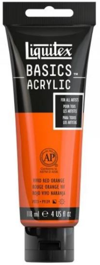  Basics Acrylic Tempera 118ml Vivid Red Orange Permanent 620 Ακρυλική Τέμπερα 118ml σε Σωληνάριο Πορτοκαλί 620  LB119620