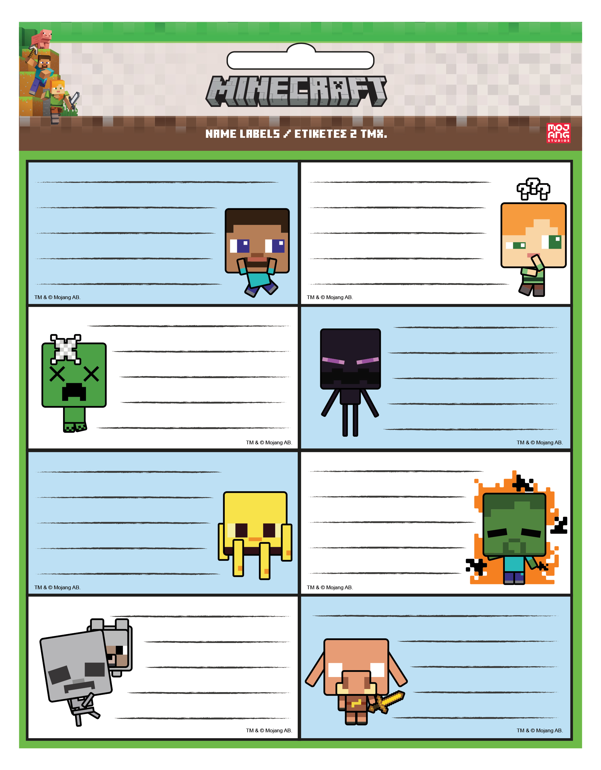  MINECRAFT Σχολικές Ετικέτες - Name Labels Σετ 16τμχ 775-70046
