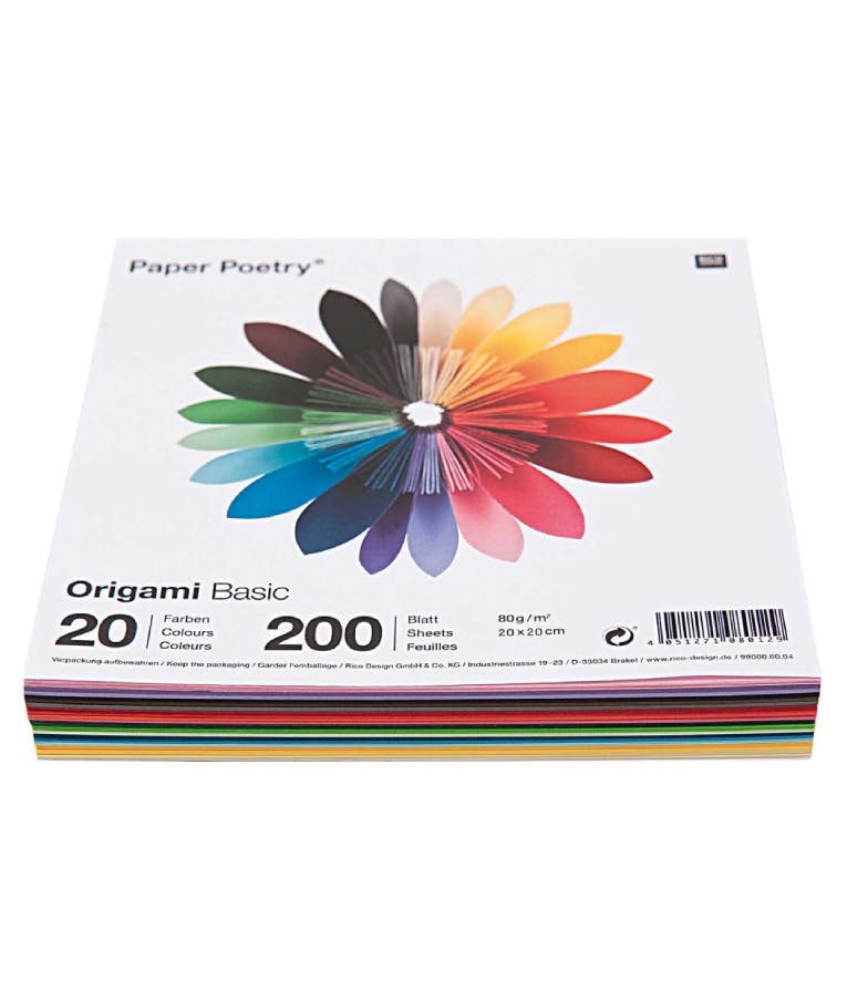  Χαρτάκια Οριγκάμι Origami Basic Mix  Πακέτο 200τμχ 80gr 20x20 Διάφορα Χρώματα  RC006005