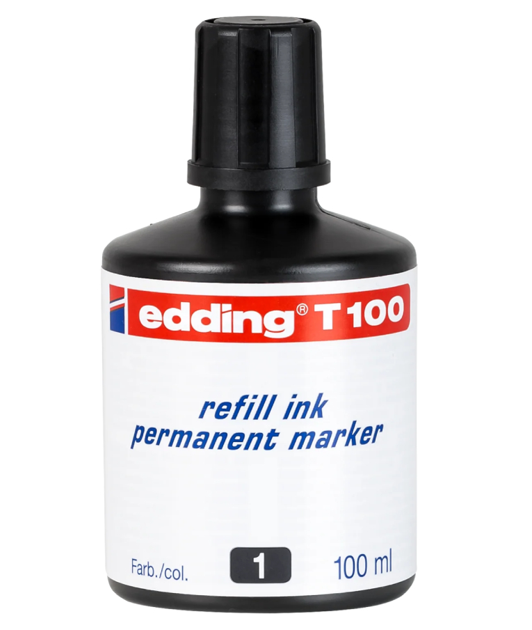 EDDING - Edding t100 permament refill ink 100 ml | Μαυρο μελάνι μόνιμης Γραφής Ανεξίτηλο