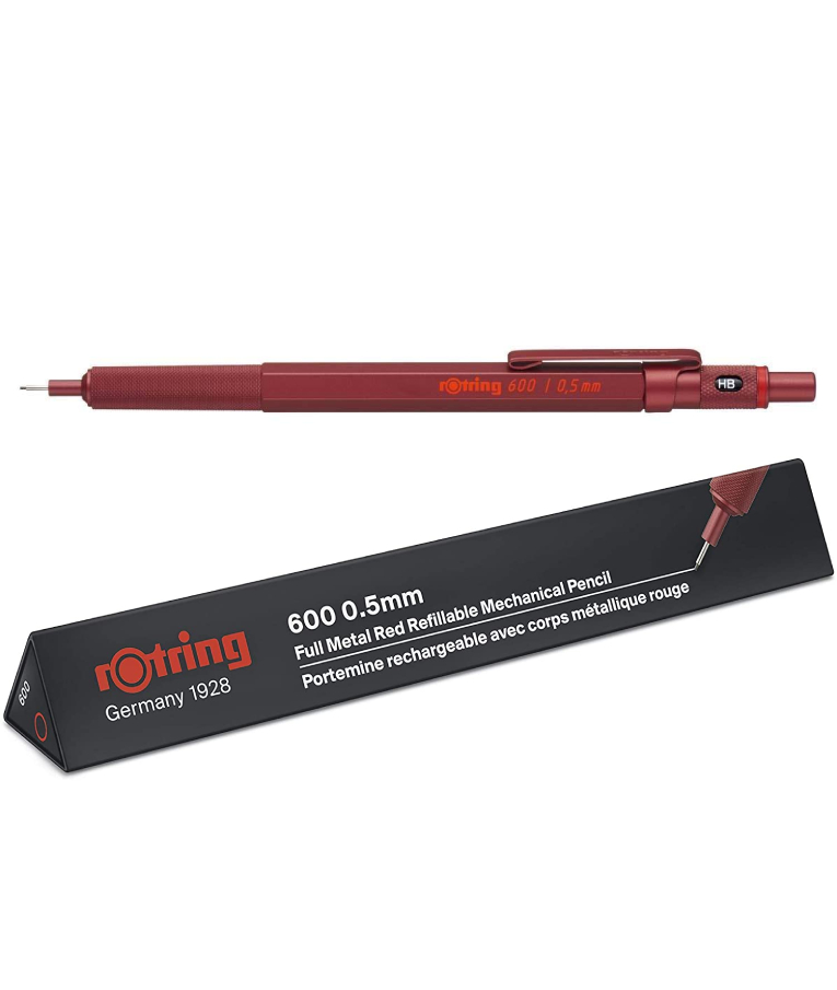 ROTRING - Rotring Red 600 Μηχανικό Μολύβι 0.5 mm σε Κόκκινο Χρώμα με Μεταλλικό Σώμα Εξάγωνο 2114264