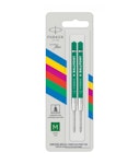 Parker Economy Quink Ανταλλακτικό Μελάνι για Στυλό σε Πράσινο χρώμα M 2τμχ Ballpoint Medium BP (Blister) 2172069