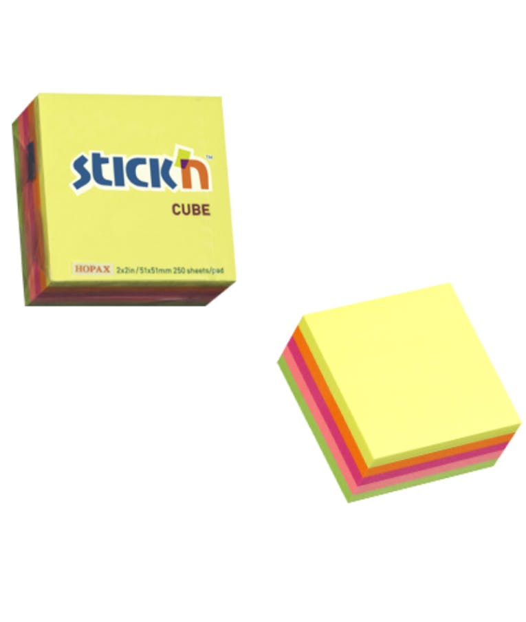 Αυτοκόλλητα Χαρτάκια Σημειώσεων σε Κύβο 250 Φύλλων 5x5cm Stick`n Neon 21203 e728 Hopax