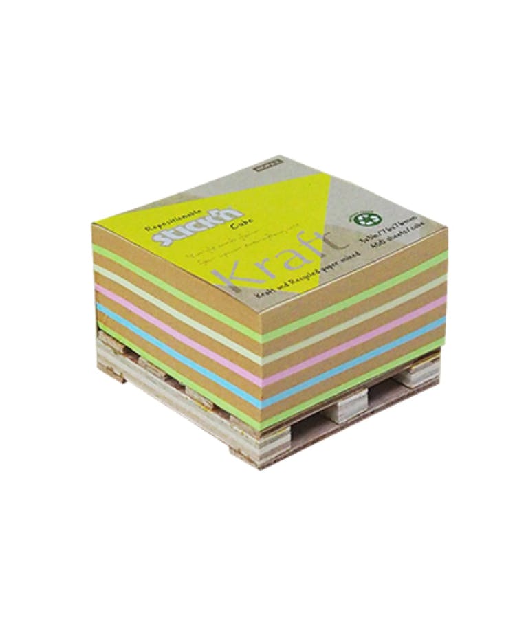 Κύβος με αυτοκόλλητα χαρτάκια craft και χρωματιστά σε Παλέτα Ξύλινη Stick'n Cube (400 φύλλα) 76x76 mm 21817 c953 Hopax