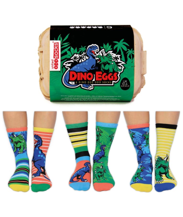  6 Dino Egg OddSocks - DINO EGGS - DINOSAUR Themed Κάλτσες Σετ 6 τεμ EUR 30.5-39 TREX